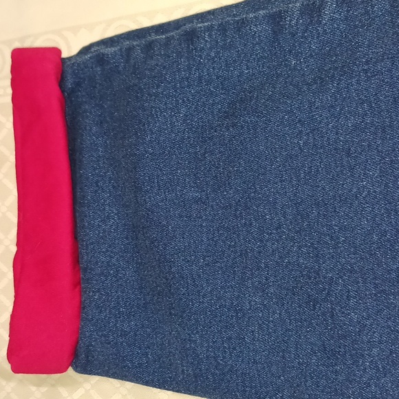 Lands End blue and red Jean elastic waist 2XL 18 Husky Warm for winter pockets - Picture 2 of 5